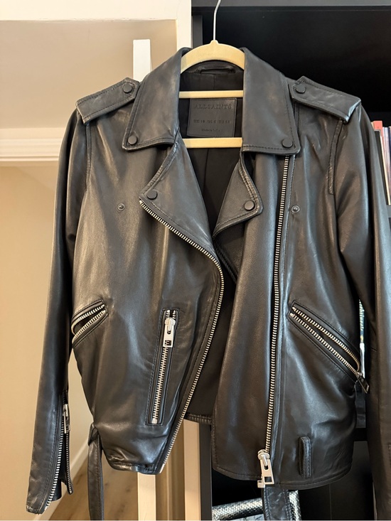 All Saints Jackets & Blazers - All Saints Classic Black Leather Moto Jacket Size 6
